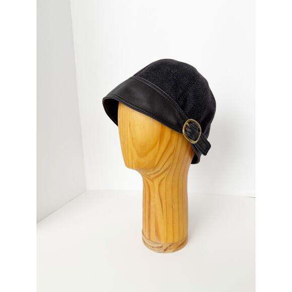 Coach Vintage Wool Satin with Brass Buckle Flapper Hat M/L Gray - Picture 4 of 14